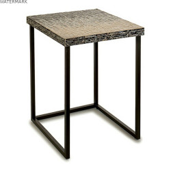 Table d'appoint Gris Métal Nacre noire Contre-plaqué (47 x 62 x 47 cm)