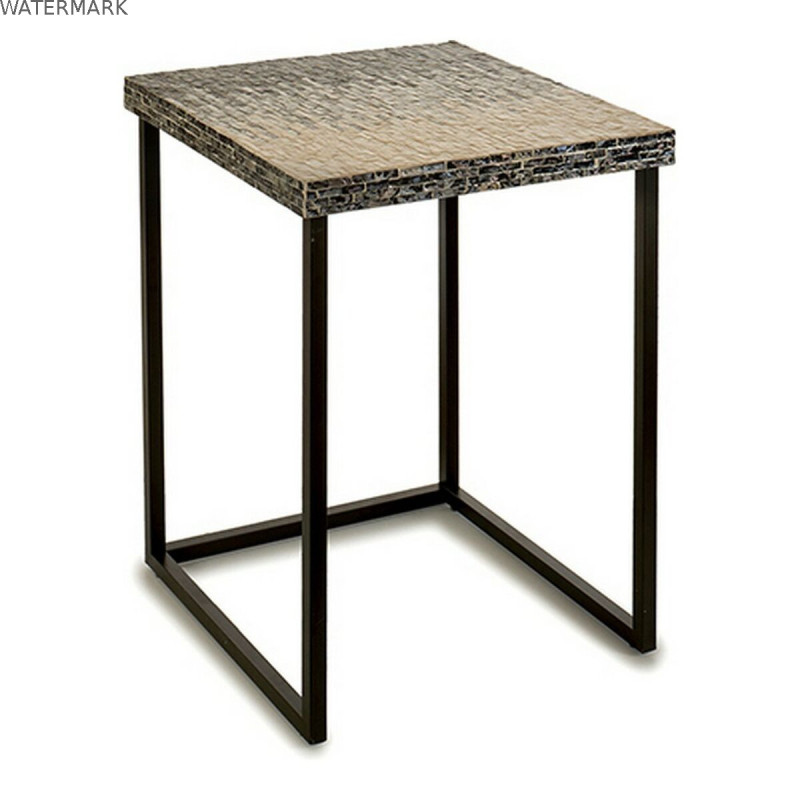 Table d'appoint Gris Métal Nacre noire Contre-plaqué (47 x 62 x 47 cm)