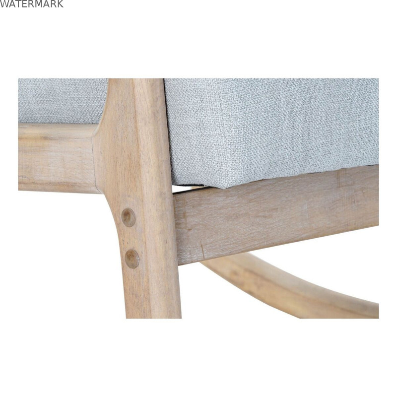 Fauteuil à Bascule DKD Home Decor Gris Naturel Gris clair Lin Bois d'hévéa 66 x 88 x 78 cm