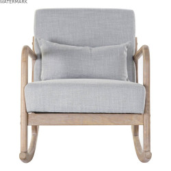 Fauteuil à Bascule DKD Home Decor Gris Naturel Gris clair Lin Bois d'hévéa 66 x 88 x 78 cm