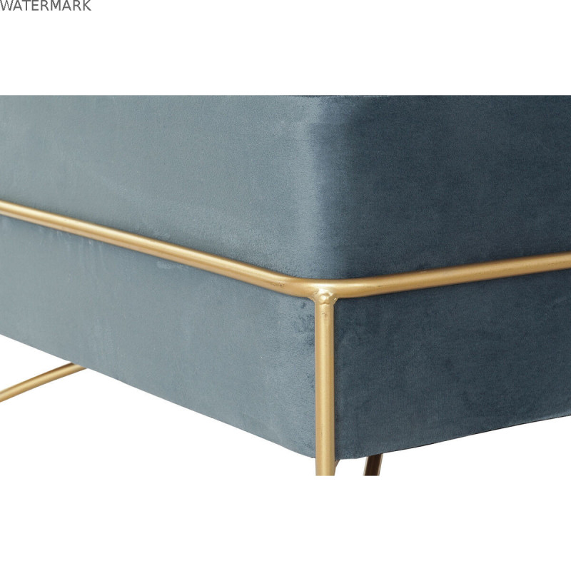 Banquette DKD Home Decor   Mousse Bleu Doré Métal Polyester Velours Bois MDF (80 x 80 x 42 cm)