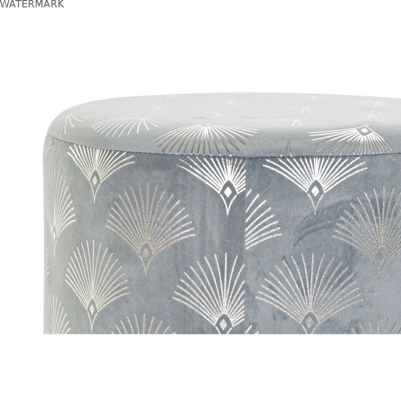 Repose-pied DKD Home Decor Bleu Polyester Métal Doré (35 x 35 x 43 cm)