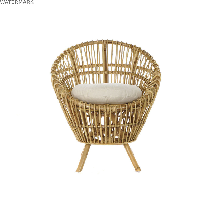Fauteuil DKD Home Decor 8424001750092 Naturel Coton Blanc Rotin (74 x 67 x 85 cm)