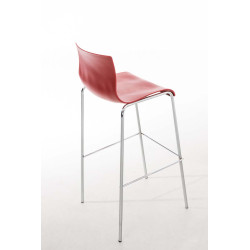 Tabouret de bar chromé Hoover avec cadre à 4 pieds en rouge