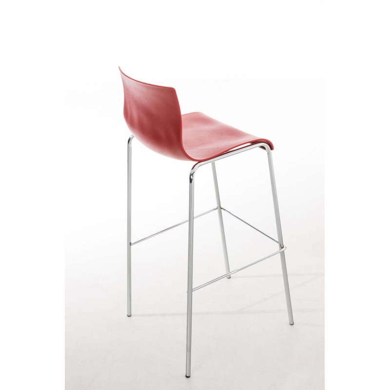 Tabouret de bar chromé Hoover avec cadre à 4 pieds en rouge