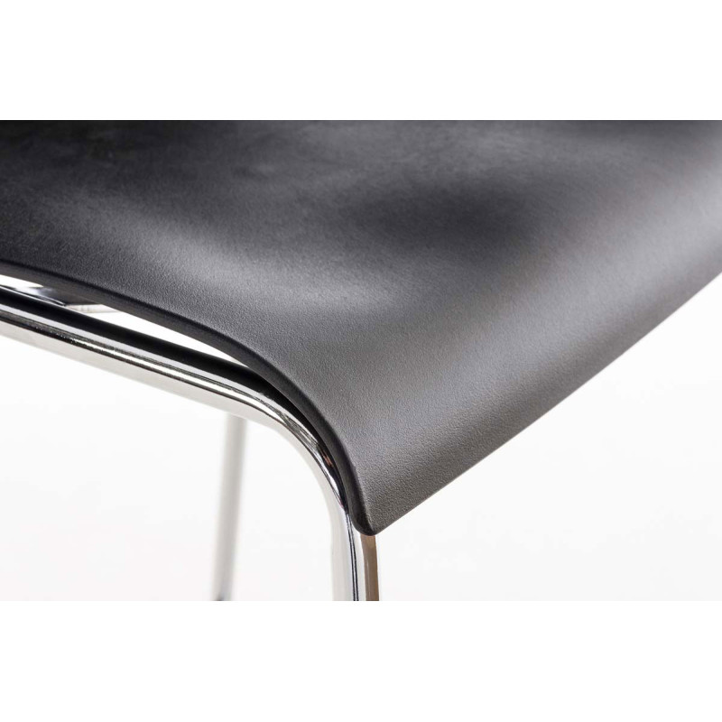 Tabouret de bar chromé Hoover avec cadre noir à 4 pieds