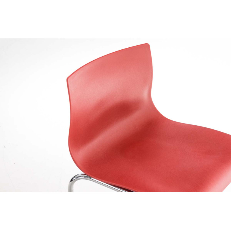 Tabouret de bar chromé Hoover avec cadre à 4 pieds en rouge