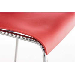 Tabouret de bar chromé Hoover avec cadre à 4 pieds en rouge