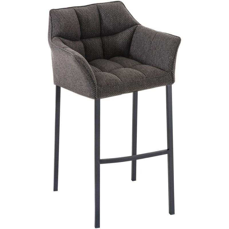Tabouret de bar Damaso B en tissu avec structure à 4 pieds gris titane