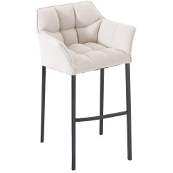 Tabouret de bar Damaso B en tissu avec structure à 4 pieds blanc