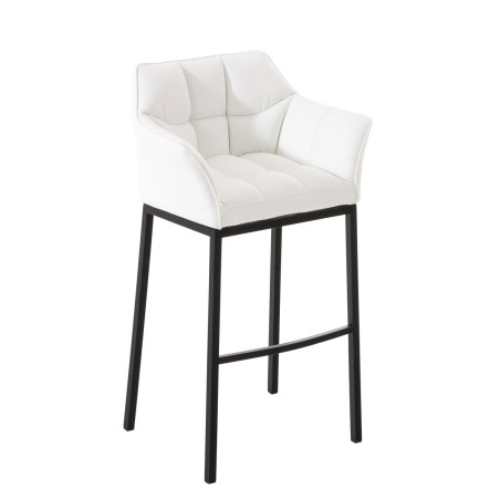 Tabouret de bar Damaso B avec piètement à 4 pieds blanc