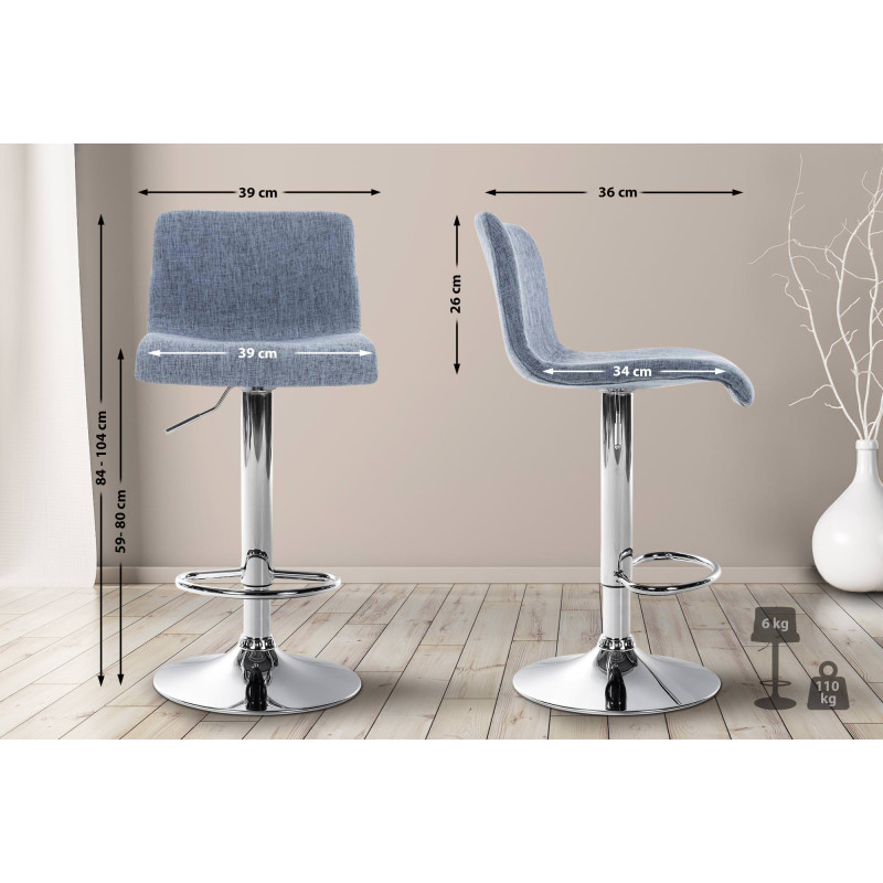 Tabouret de bar Hoover tissu C bleu
