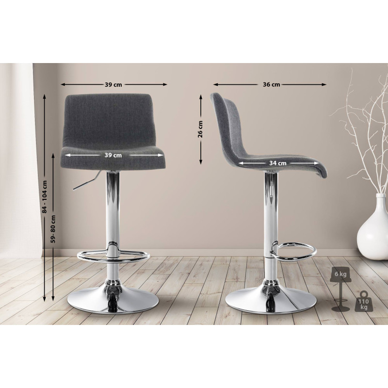 Tabouret de bar Hoover tissu C gris foncé