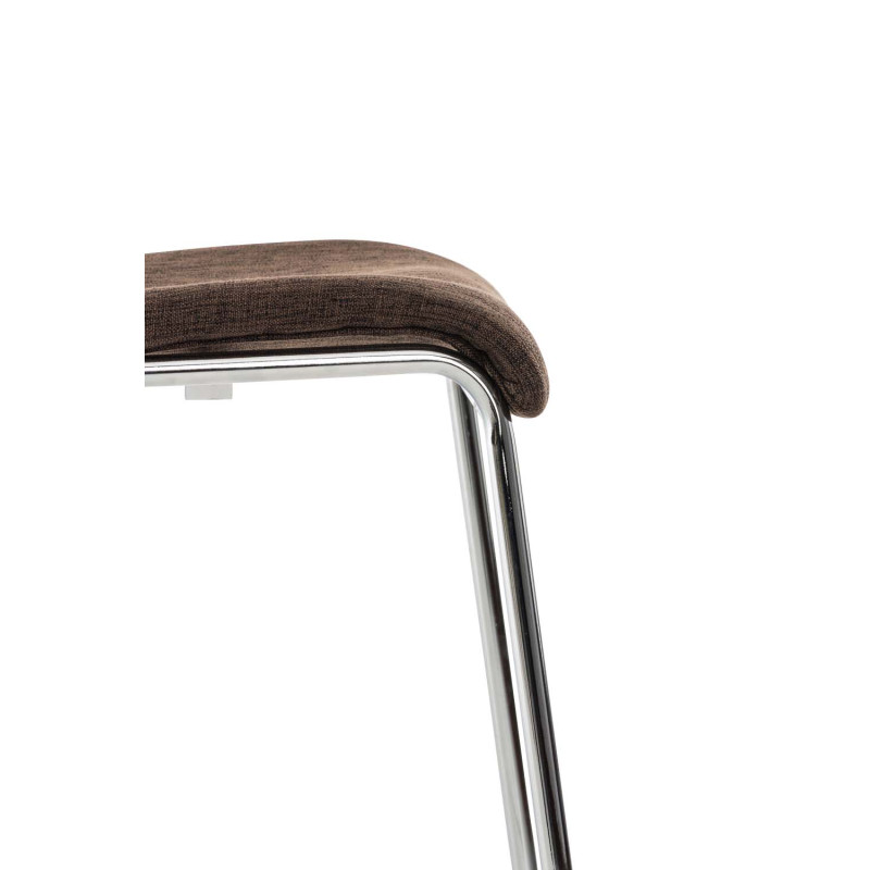 Tabouret de bar Hoover tissu 4 pieds structure chrome marron