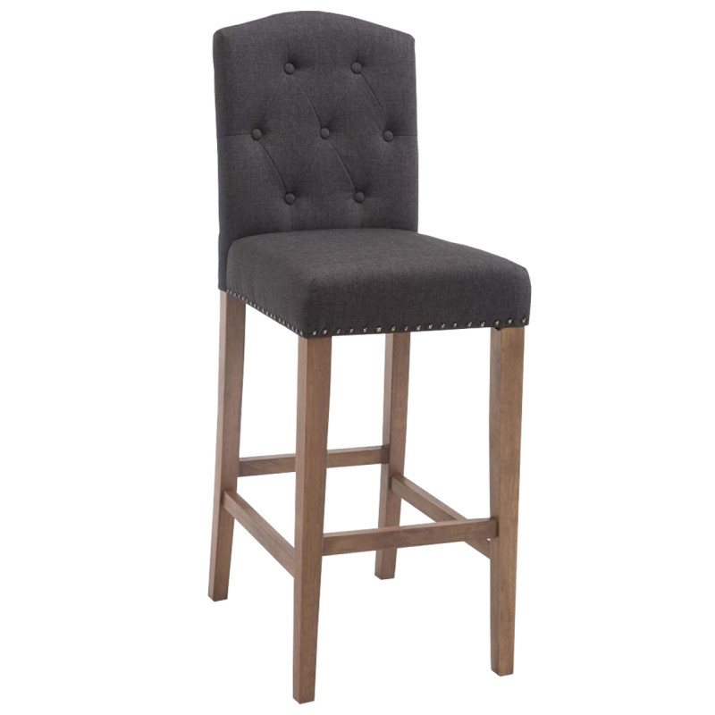 Tabouret de bar Louise en tissu antique gris clair foncé