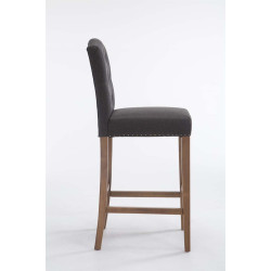Tabouret de bar Louise en tissu antique gris clair foncé