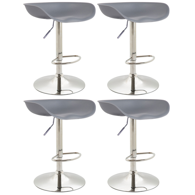 Lot de 4 tabourets de bar Anaheim en plastique chromé gris