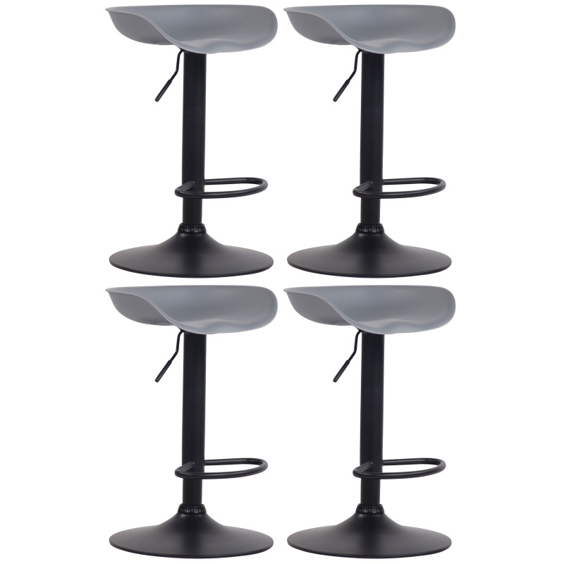Lot de 4 tabourets de bar en plastique Anaheim, gris
