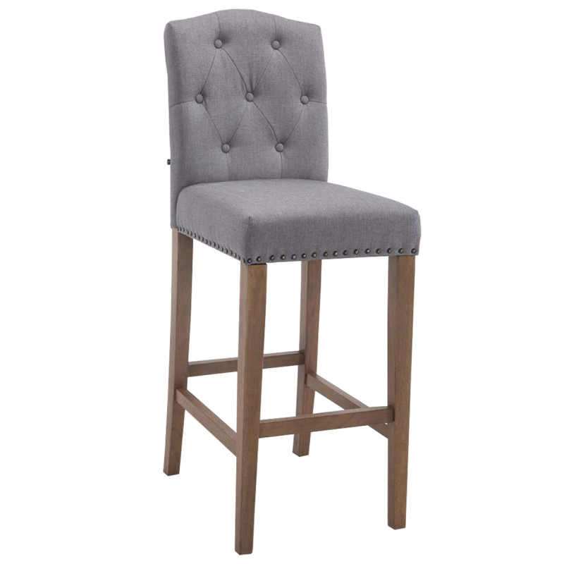 Tabouret de bar Louise en tissu gris clair antique