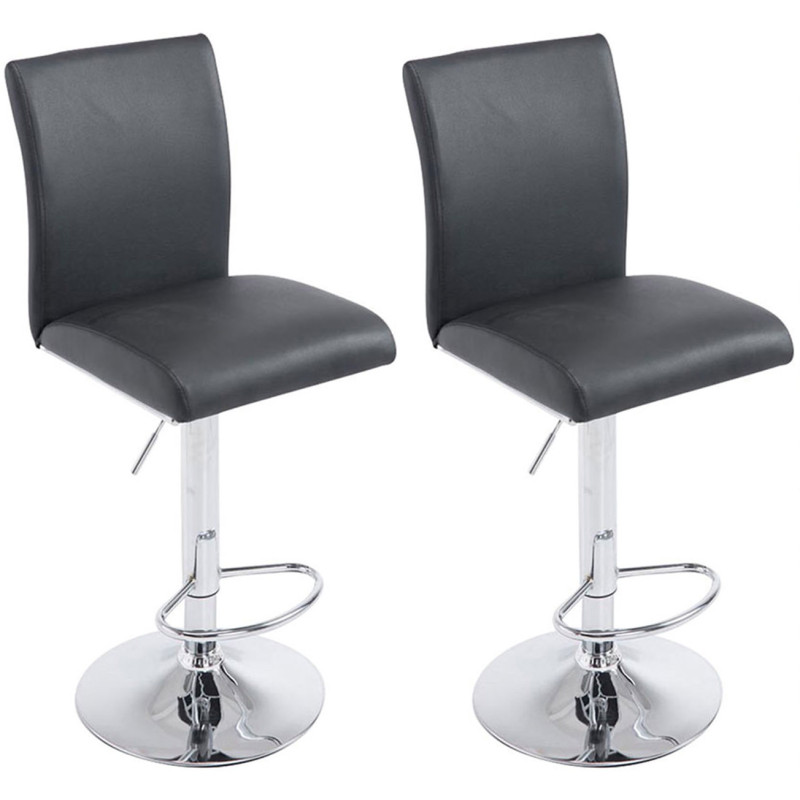 Lot de 2 tabourets de bar Cologne simili cuir chromé noir