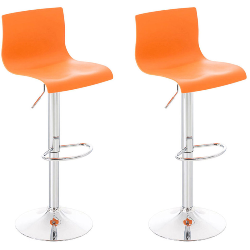 Lot de 2 tabourets de bar Hoover en plastique chromé orange