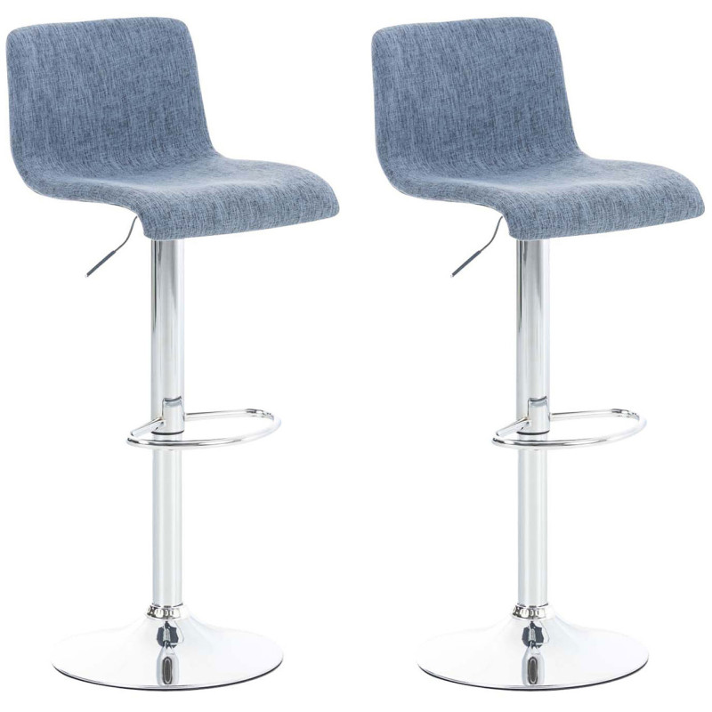 Lot de 2 tabourets de bar Hoover tissu chrome bleu