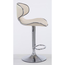 Lot de 2 tabourets de bar Las Vegas V2 simili cuir chrome crème