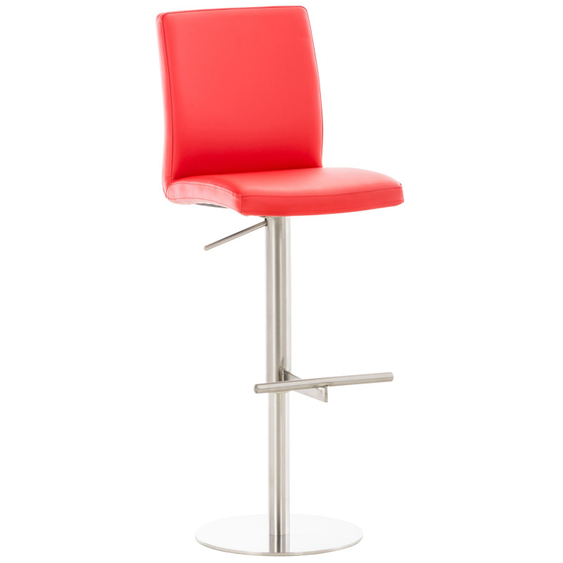 Tabouret de bar Cadiz, similicuir, acier inoxydable, rouge