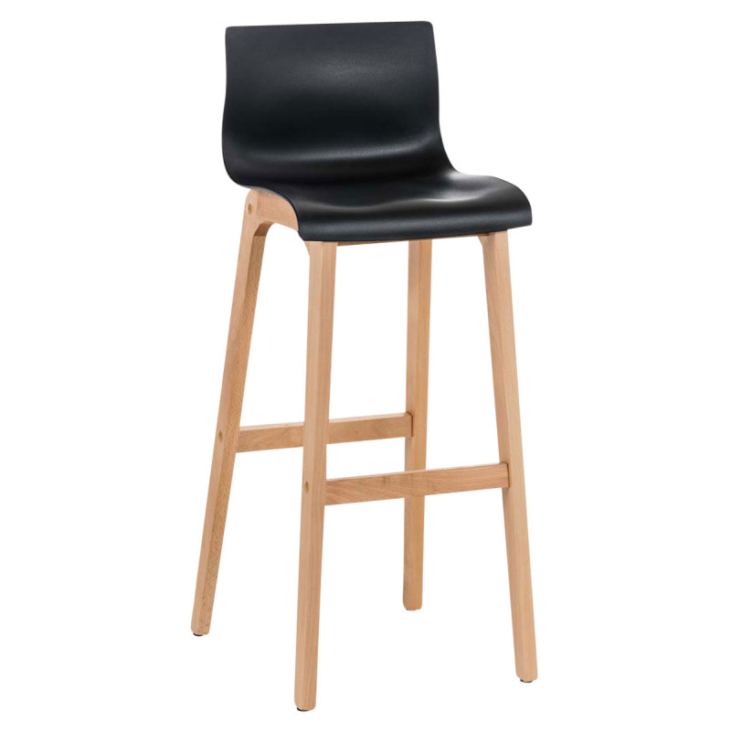 Tabouret de bar Hoover Natura structure 4 pieds noir