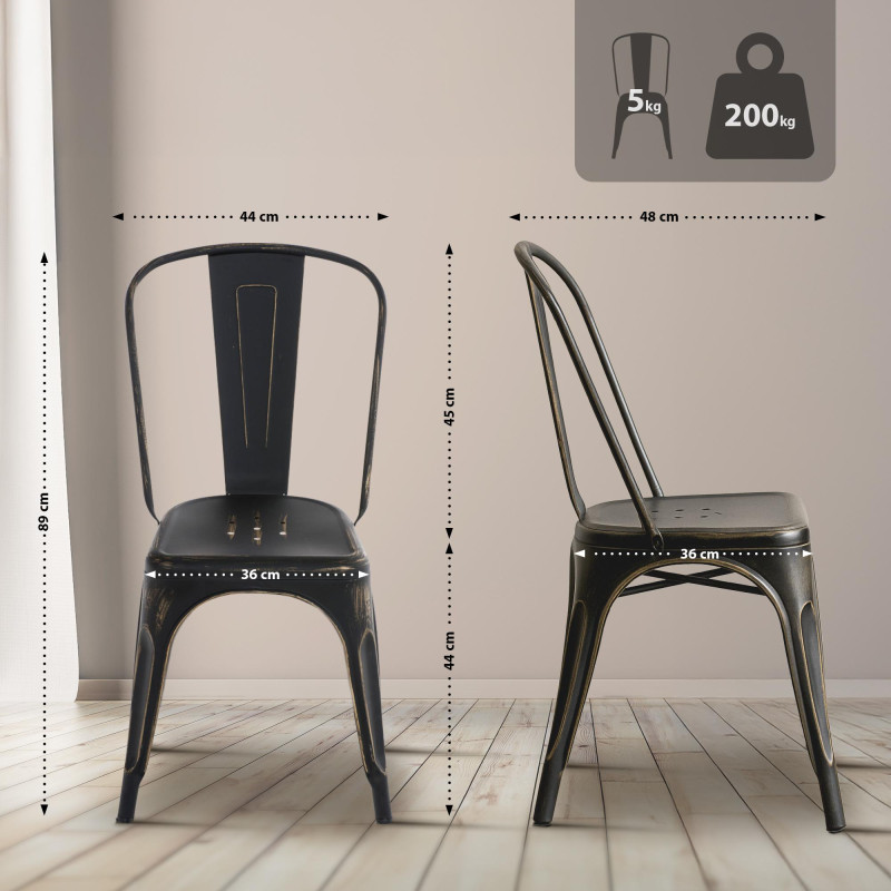 Ensemble de 4 chaises Benedikt en noir antique et or