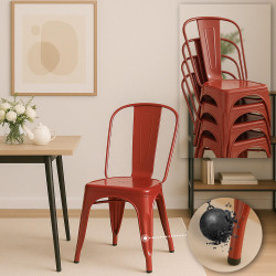Lot de 4 chaises Benedikt rouges