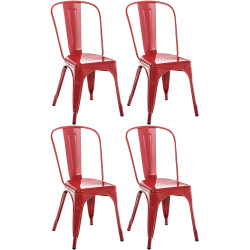 Lot de 4 chaises Benedikt rouges