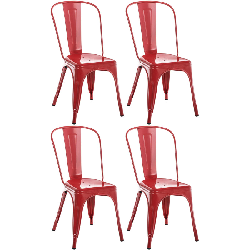 Lot de 4 chaises Benedikt rouges