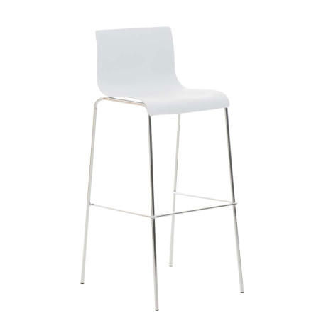 Tabouret de bar chromé Hoover avec cadre blanc à 4 pieds