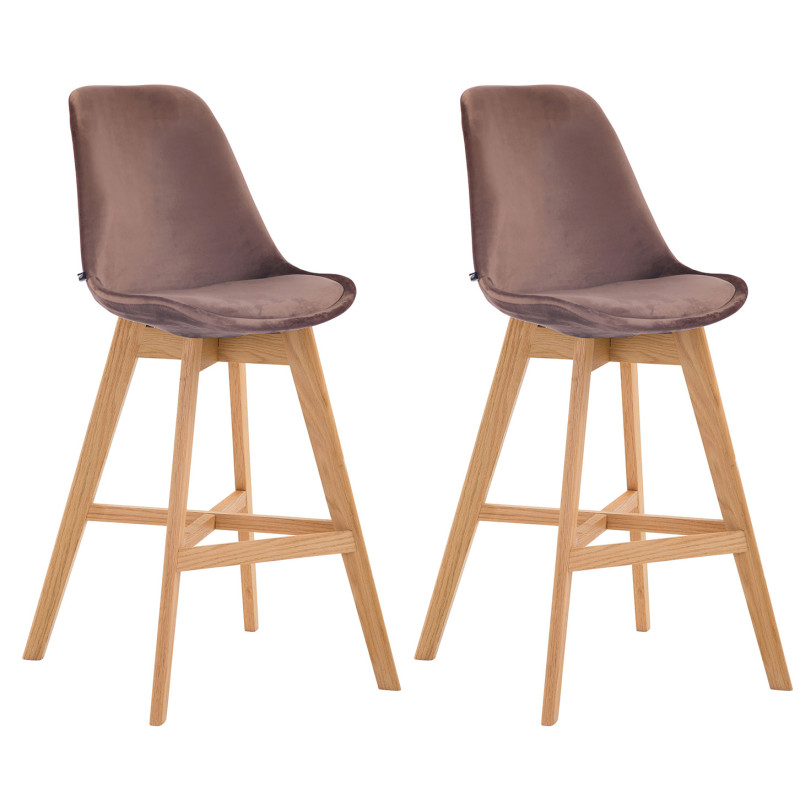Lot de 2 tabourets de bar Cannes velours marron natura