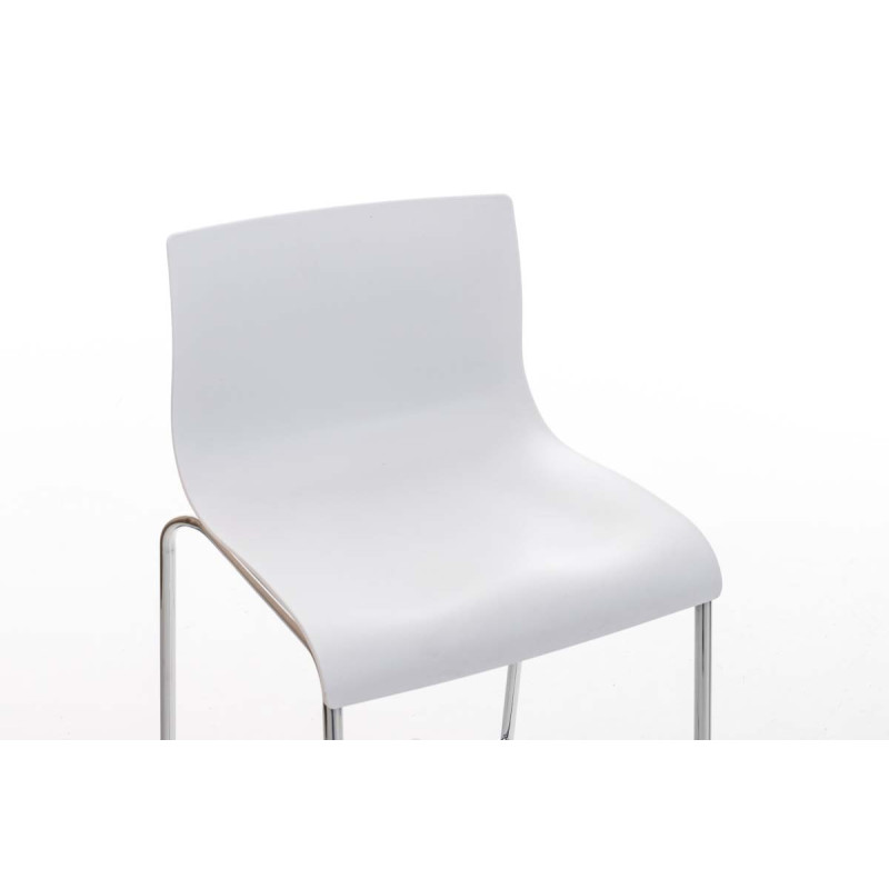 Tabouret de bar Hoover, chromé, structure à 4 pieds blanc
