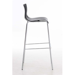 Tabouret de bar chromé Hoover avec cadre noir à 4 pieds