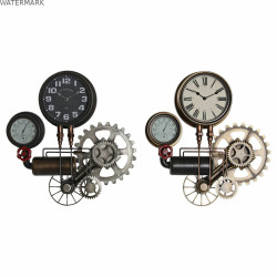 Horloge Murale DKD Home Decor 54 x 9 x 56 cm Rouge Noir Gris Doré Fer Vintage (2 Unités)