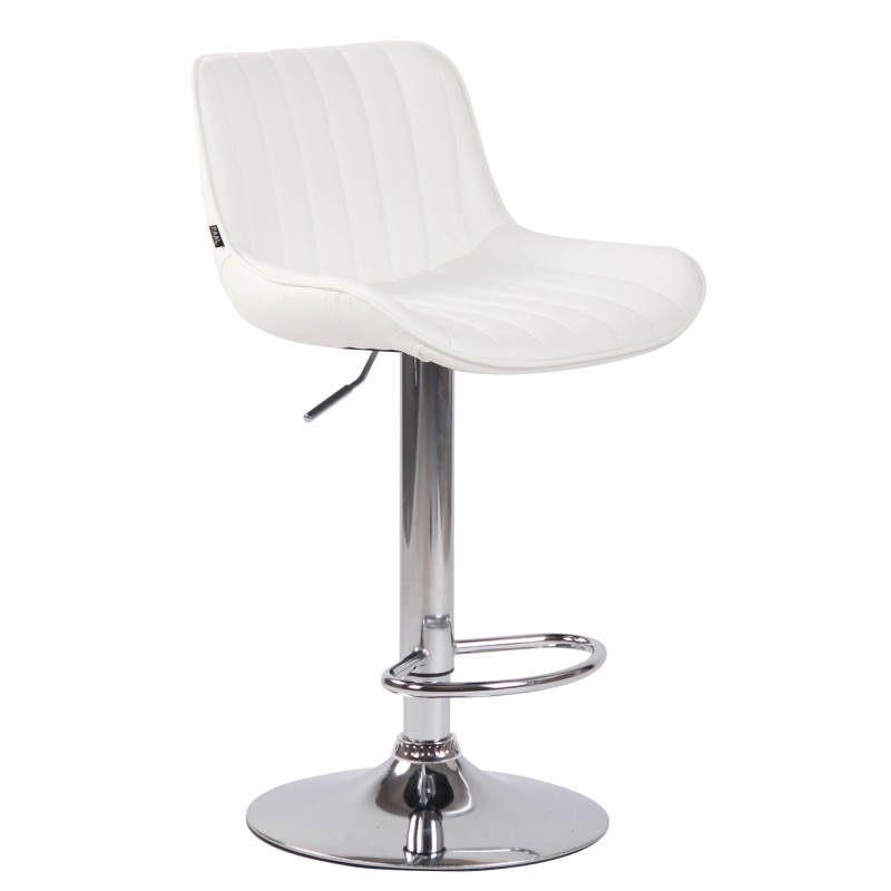 Lot de 2 tabourets de bar Lentini, simili cuir, chrome blanc