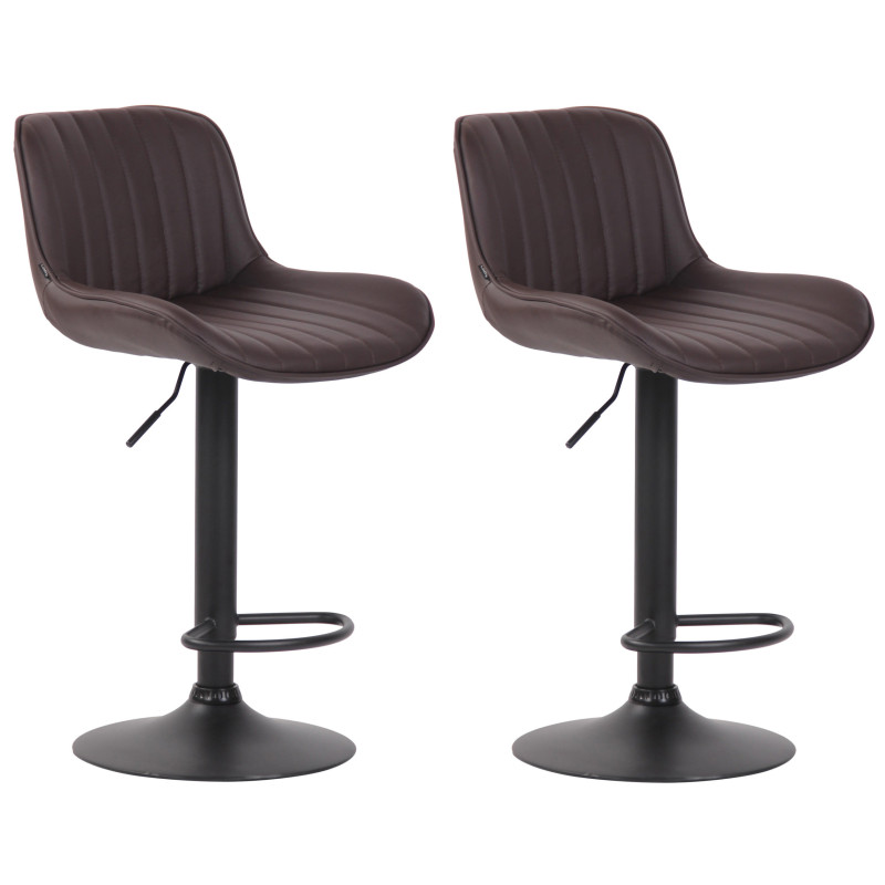Lot de 2 tabourets de bar Lentini, simili cuir brun