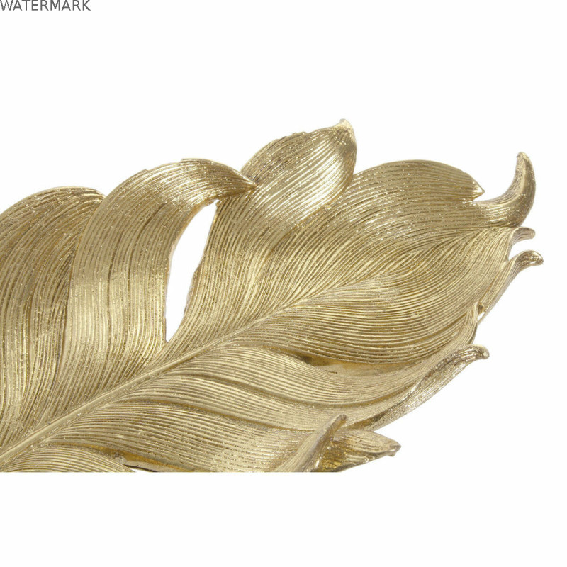 Plateau DKD Home Decor S3017331 Volet Doré Résine Feuille d'une plante (39 x 18 x 4.7 cm) (39 cm)