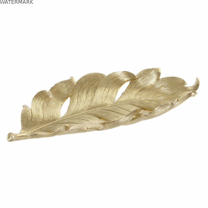 Plateau DKD Home Decor S3017331 Volet Doré Résine Feuille d'une plante (39 x 18 x 4.7 cm) (39 cm)