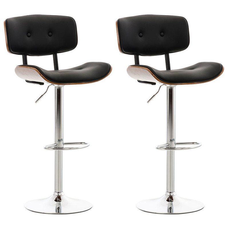 Ensemble de 2 tabourets de bar Sarnia, similicuir, noyer/noir