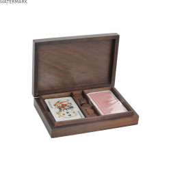 Jeux de cartes DKD Home Decor Sheesham Doré Brun foncé 18 x 12 x 4 cm