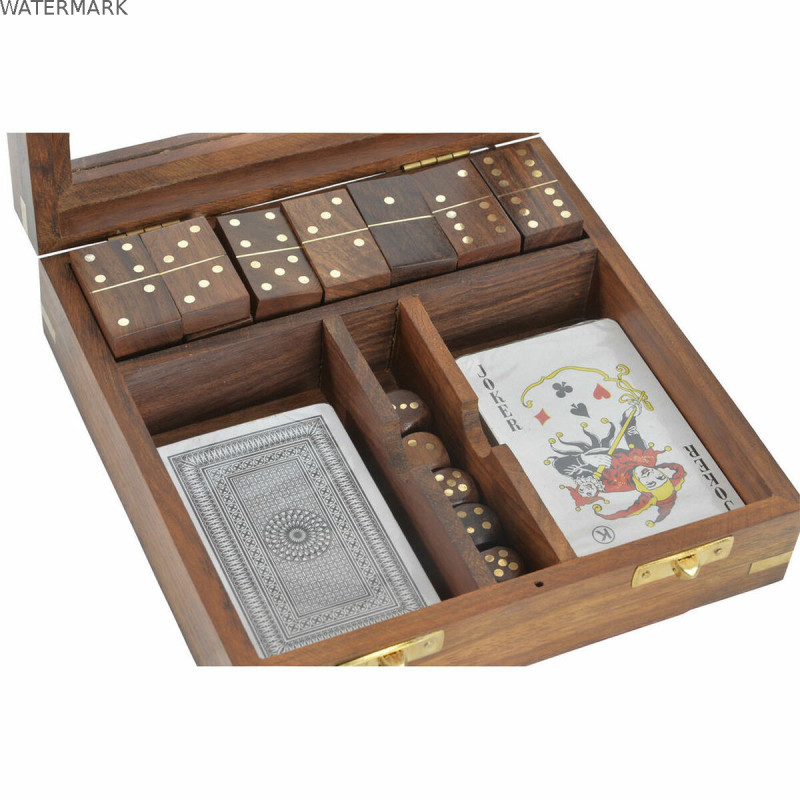 Jeu de société DKD Home Decor Sheesham 17 x 17 x 5,5 cm Doré Marron 4 Pièces Jeu de société DKD Home Decor Sheesham 17 x 17 x 5,5 cm Doré Marron 4 Pièces