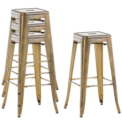 Lot de 2 tabourets de bar Joshua V2 dorés