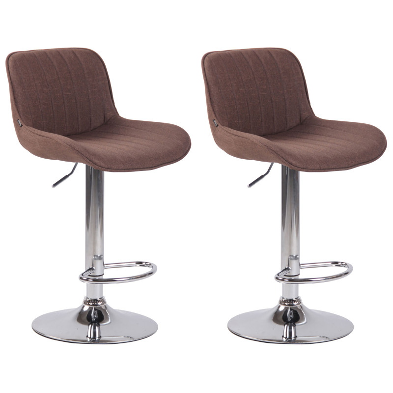 Lot de 2 tabourets de bar Lentini en tissu chromé brun