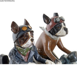 Figurine Décorative DKD Home Decor 27 x 10 x 24 cm Rouge Bleu Moto Jaune Vintage Chien (2 Unités)
