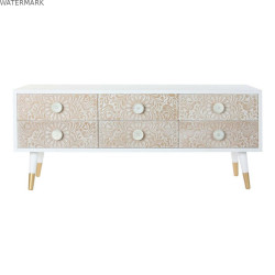 Meubles de télévision DKD Home Decor 119 x 42 x 50 cm Sapin Doré Blanc Marron Clair