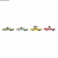 Figurine Décorative DKD Home Decor Jaune Bleu Vert Rose Voiture Vintage 25,8 x 10,5 x 9,5 cm (4 Unités) (4 Pièces)